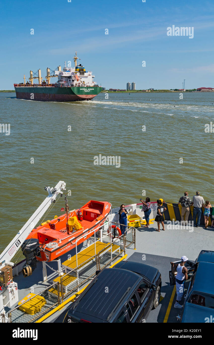 Texas Galveston Port Bolivar Ferry Approaching Galveston Harbor