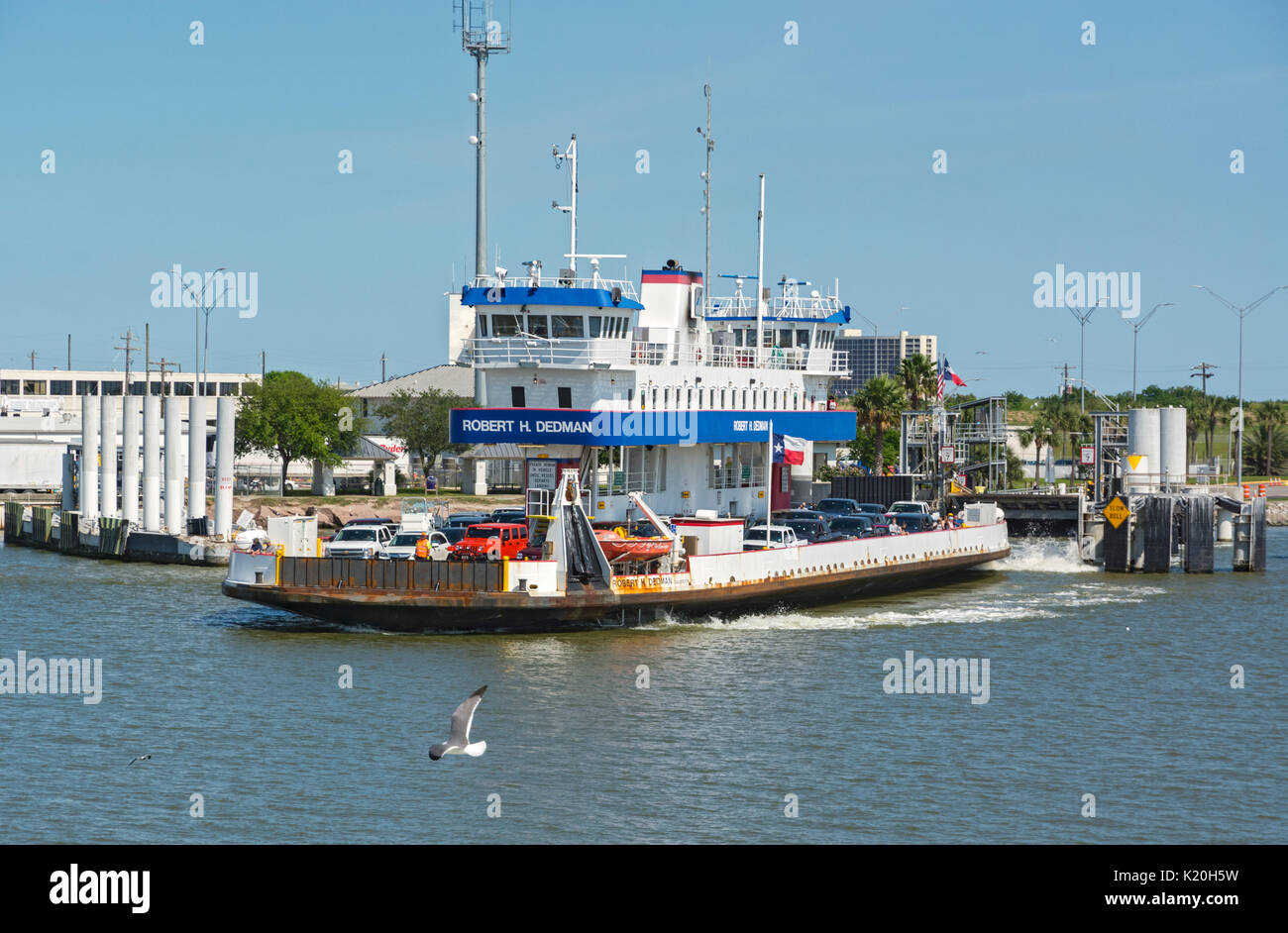 Texas, Galveston Port Bolivar ferry, departing Galveston terminal