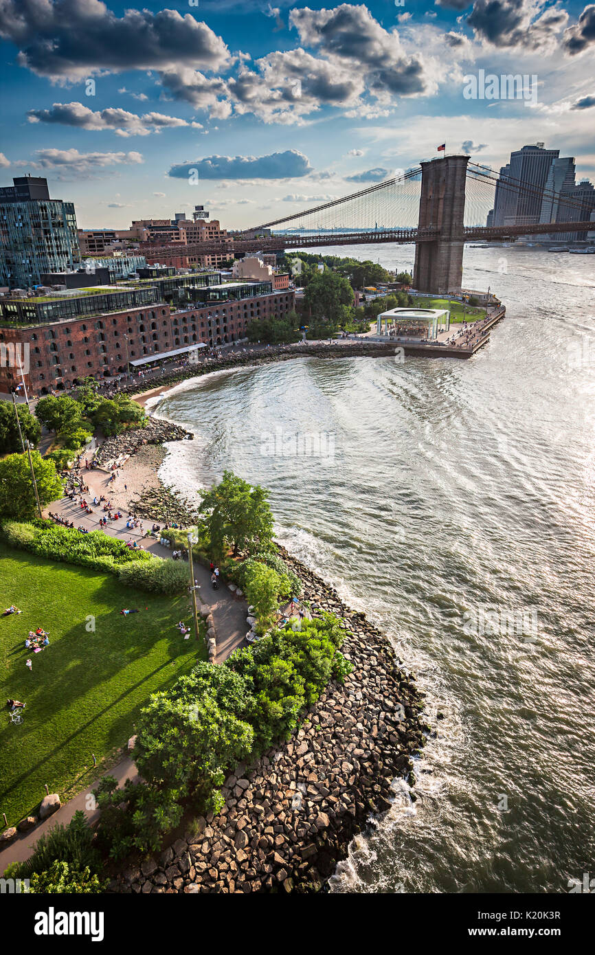 Brooklyn DUMBO and Brooklyn Bridge in New York City Stock Photo