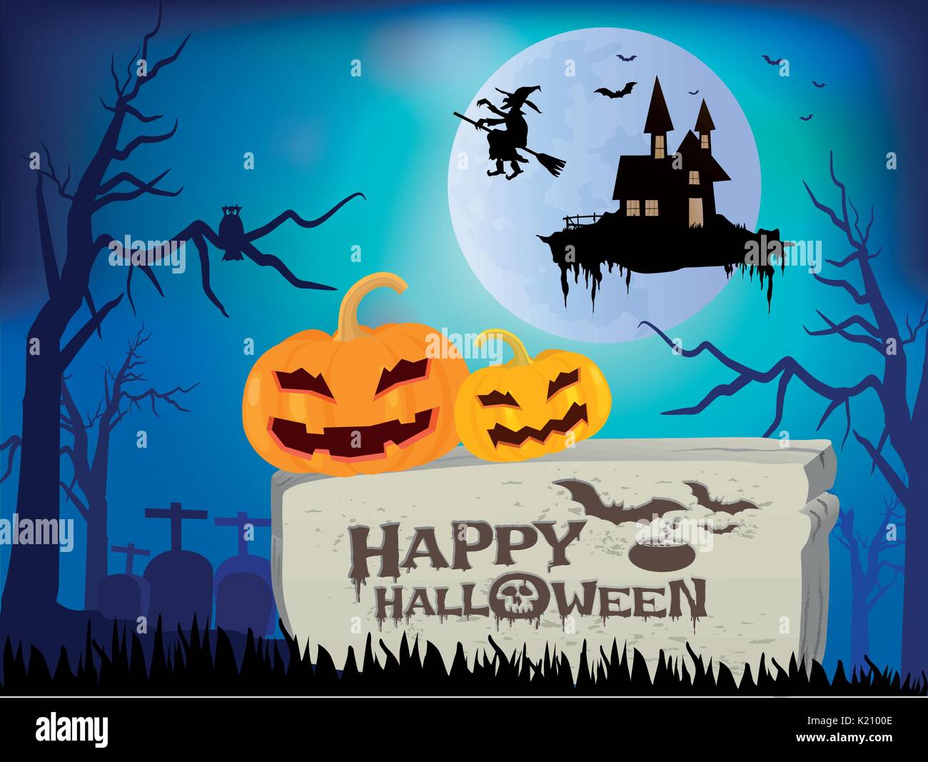 Happy halloween day vector illustration. Stock Vector