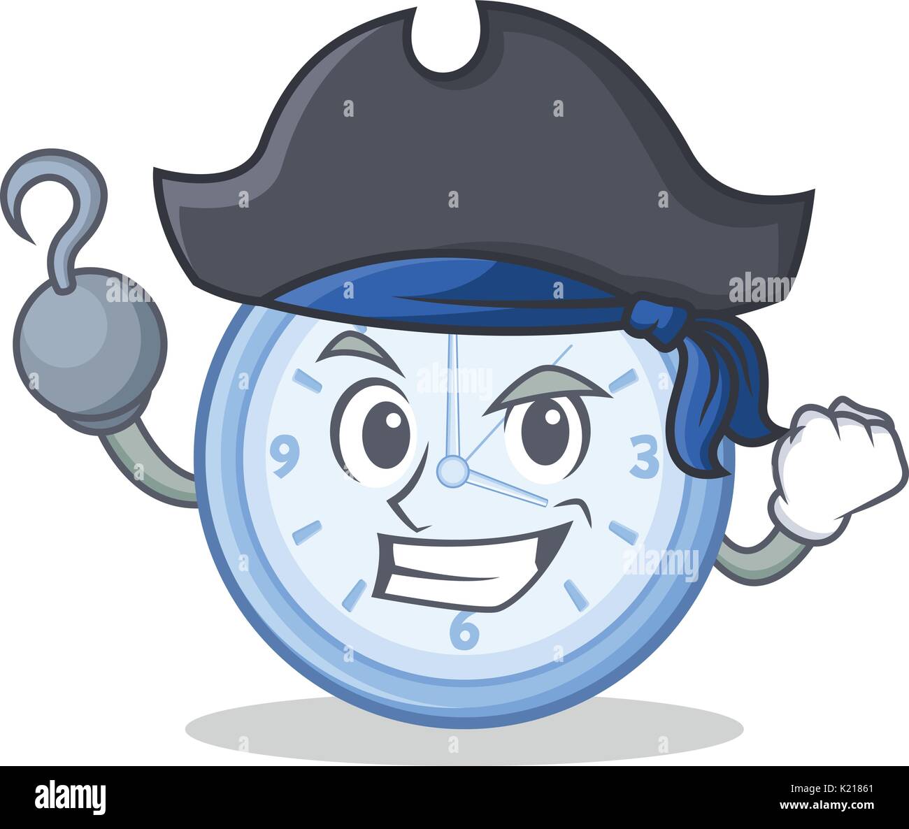 Pirate clock character cartoon style Stock Vector