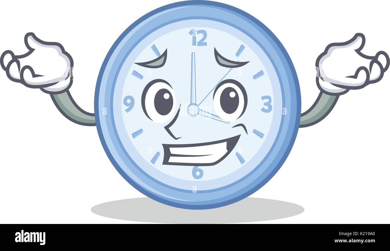 Grinning clock character cartoon style Stock Vector