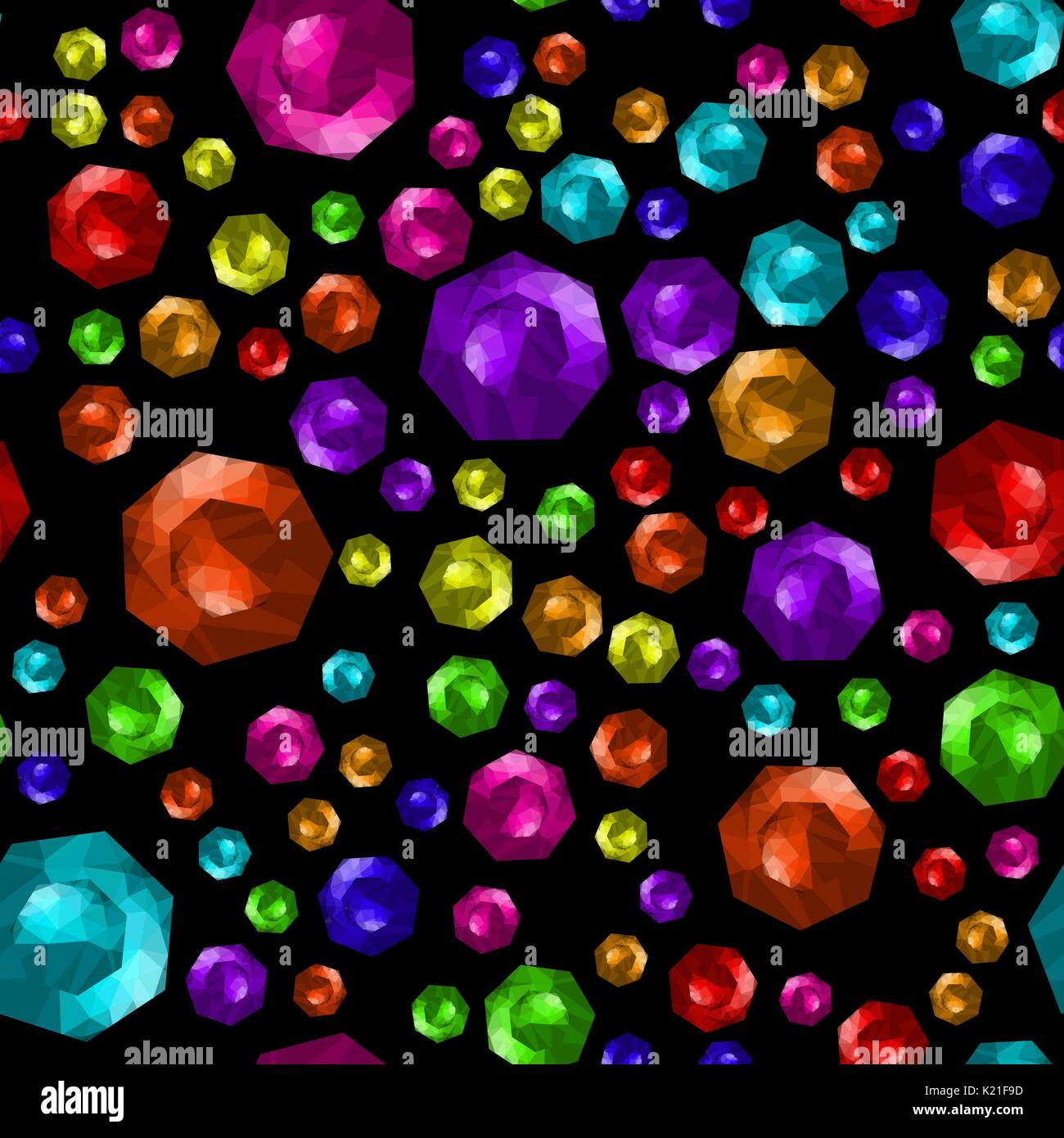Colored Brilliant Cut Gems Seamless Pattern Stock Vector