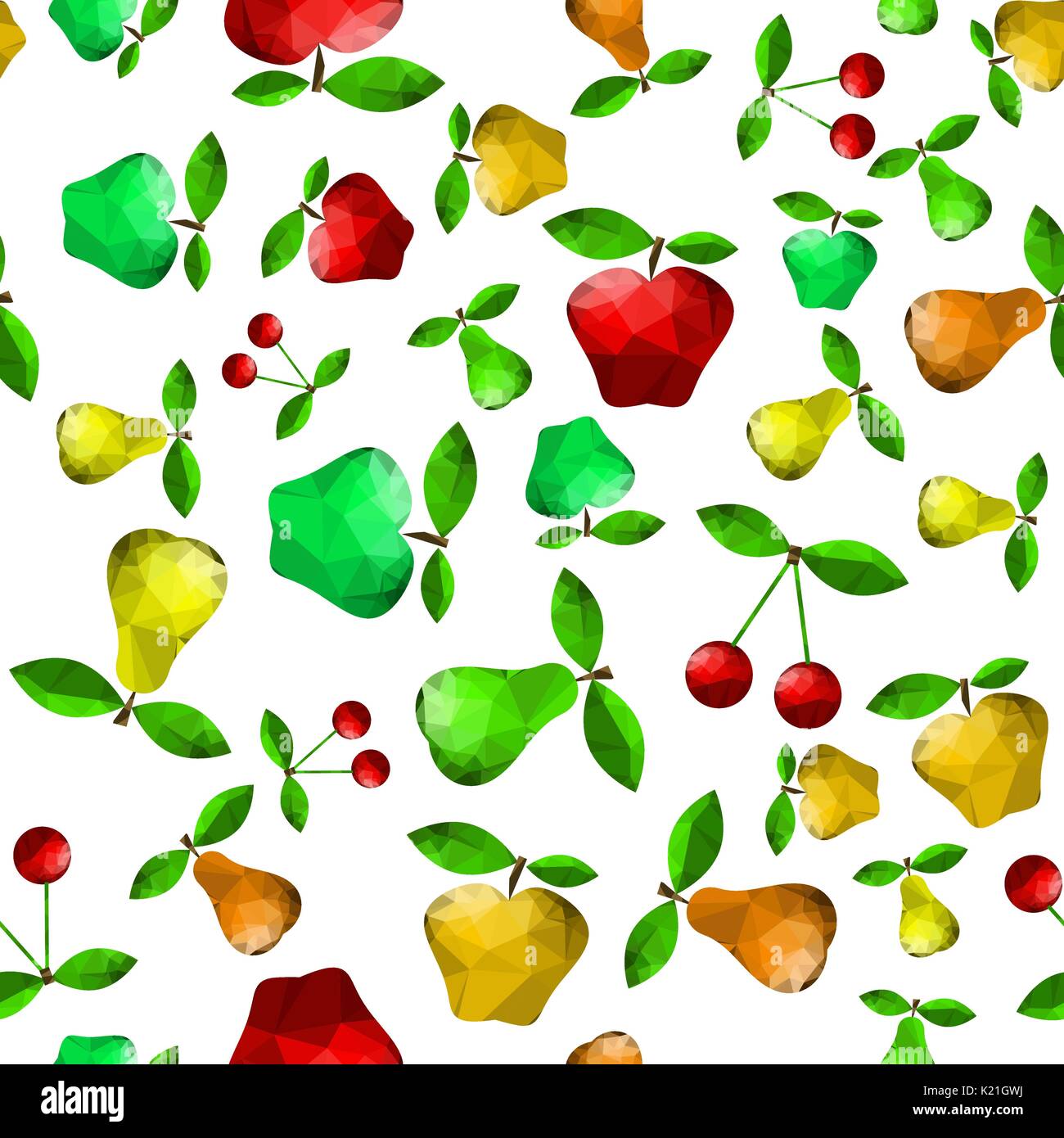 Polygonal Pear Apple Seamless Pattern Stock Vector
