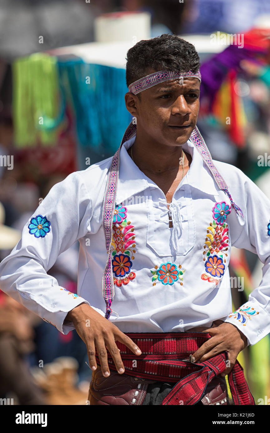 June 17 2017 Pujili Ecuador Indigenous Kichwa Man In Traditional June 17 2017 Pujili Ecuador Indigenous Kichwa Man In Traditional