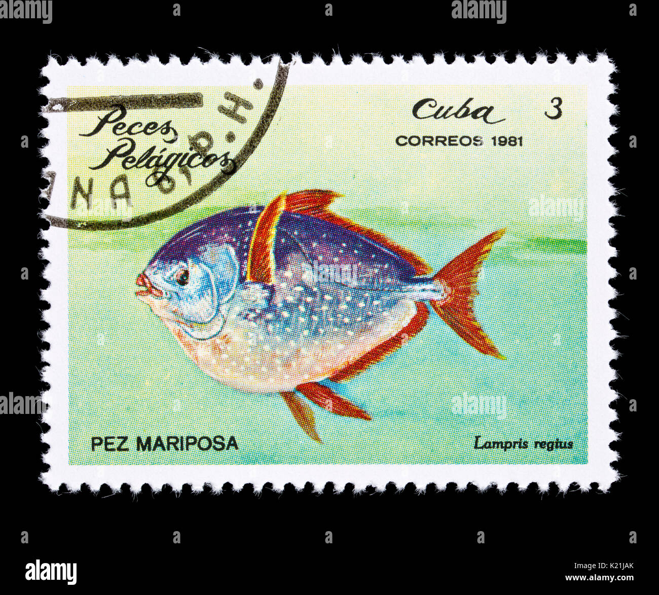 Postage stamp from Cuba depicting a opah (Lampris regius) Stock Photo