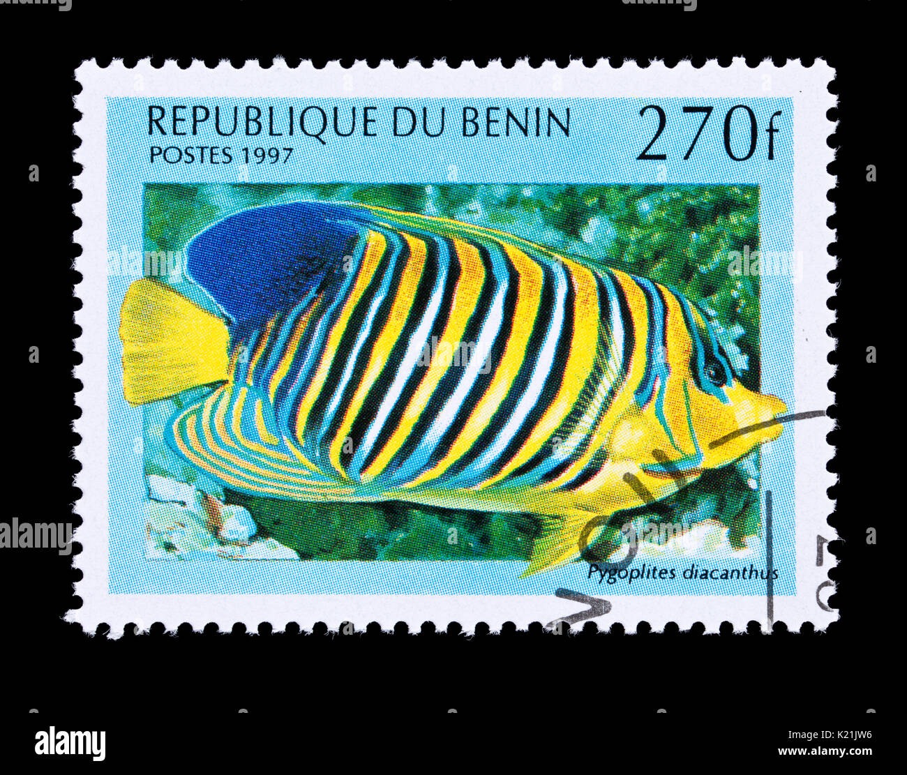 Postage stamp from Benin depicting a Heavybeak parrotfish (Scarus gibbus) Stock Photo
