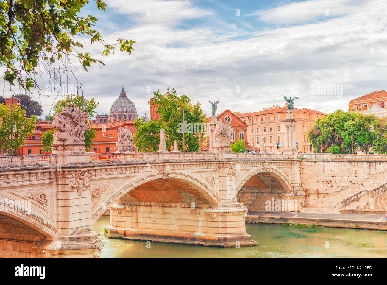 Bridge Vittorio Emanuele II(Ponte Vittorio Emanuele II) near Vatican. Rome. Italy Stock Photo