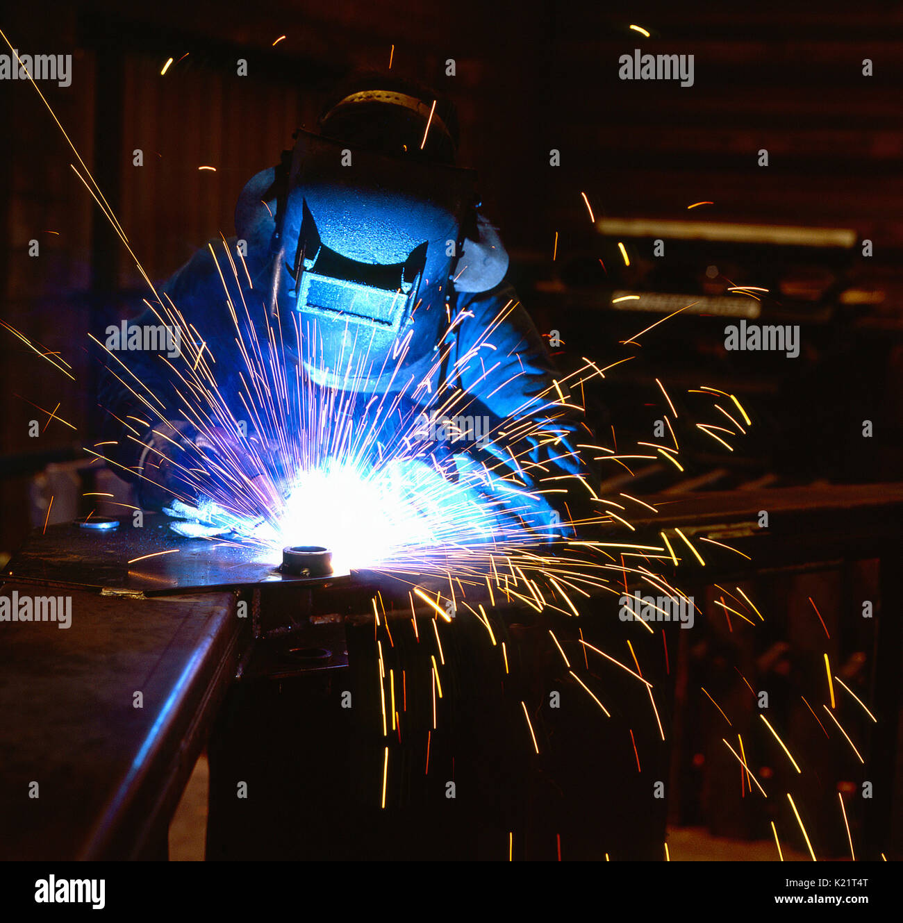 man welding steel Stock Photo