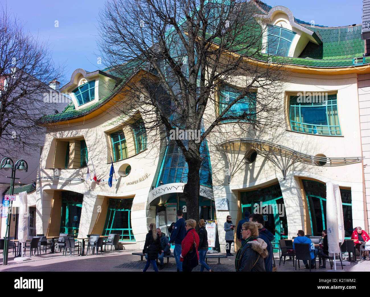 Krzywy Domek ("crooked little house" in Polish) is a quirky building and is  part of the Rezydent shopping centre Stock Photo - Alamy