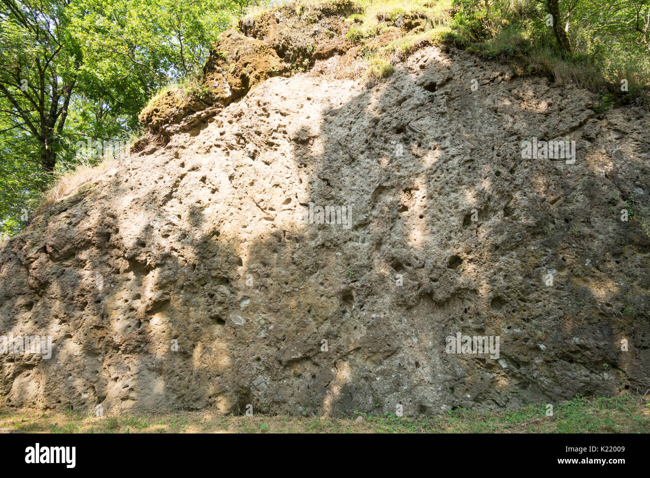 Impact breccia following asteroid impact, Rochechouart, Nouvelle-Aquitaine, France,Europe Stock Photo