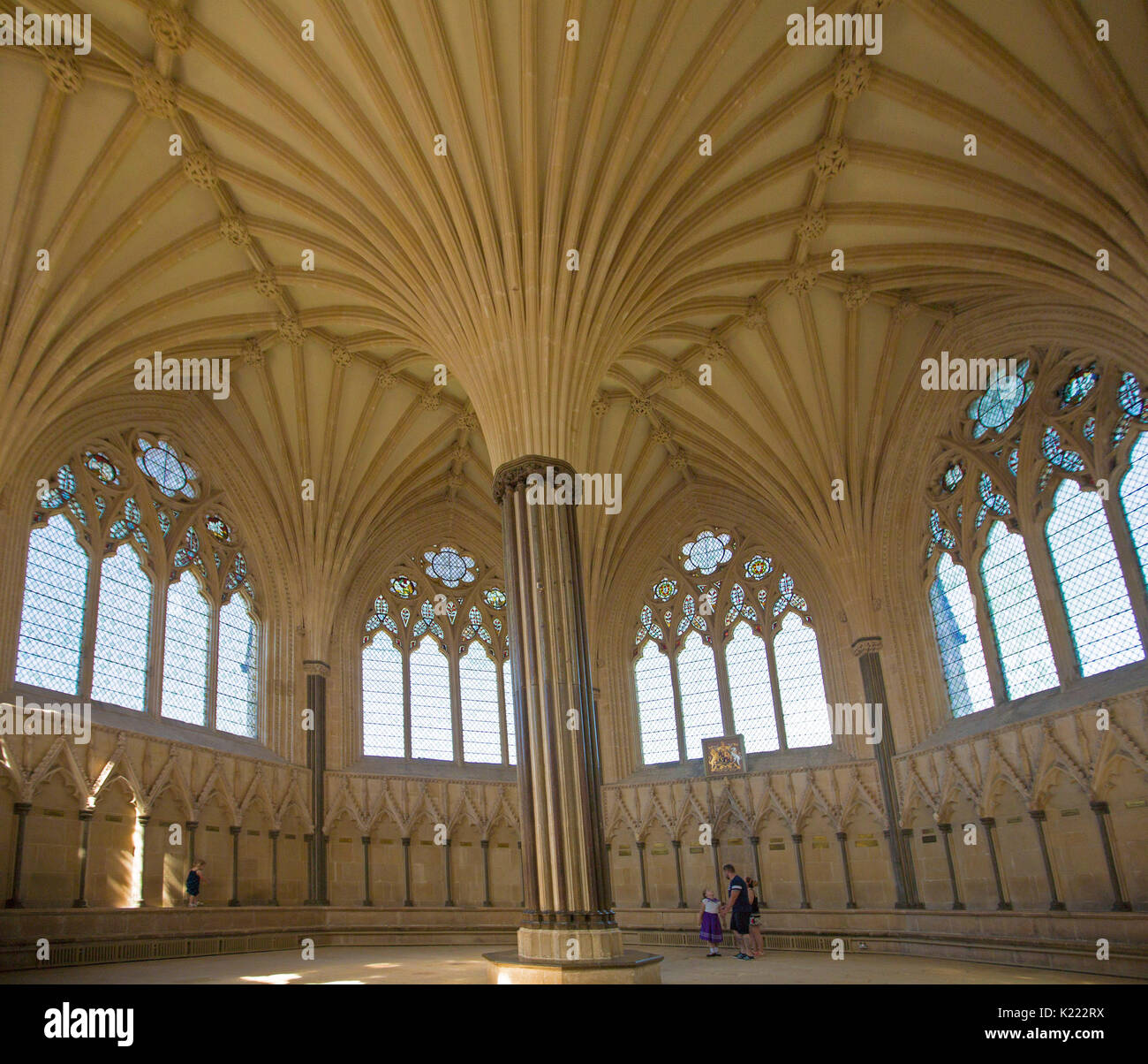 Spectacular ornate ceiling and decorative glass walls of chapter house ...