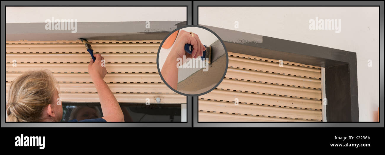 Workflow, renovating a window frame. Work displayed steps in three ...