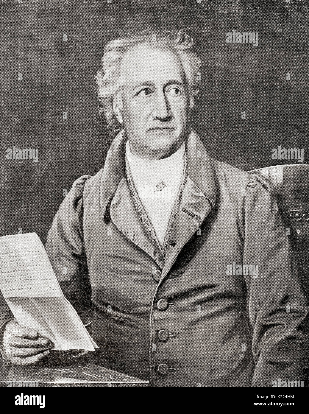 Johann Wolfgang von Goethe, 1749 –  1832.  German writer and statesman. From International Library of Famous Literature, published c.1900 Stock Photo