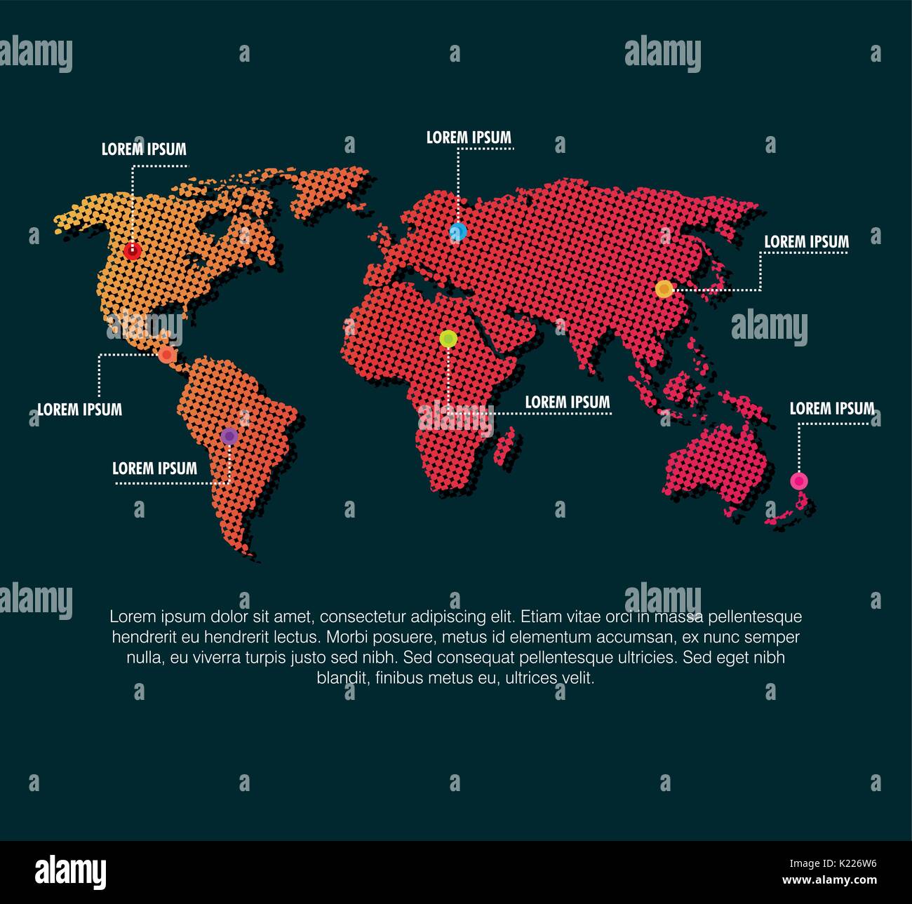 world map infographic with pin marks continents Stock Vector Image ...
