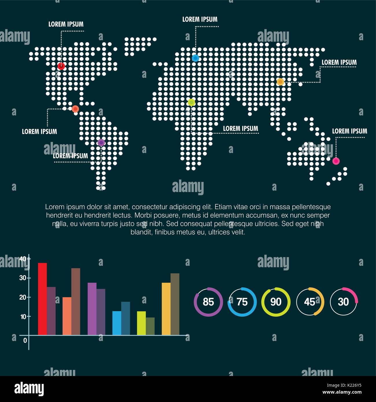 world map infographic information report network Stock Vector Image ...