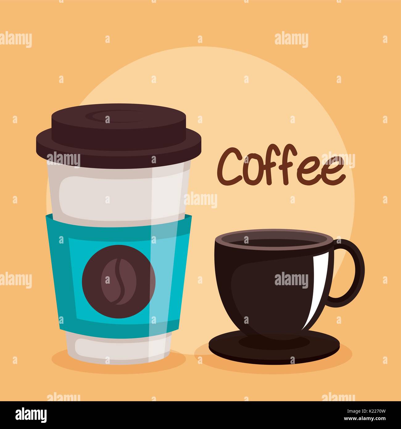 coffee cups two variations disposable drink Stock Vector