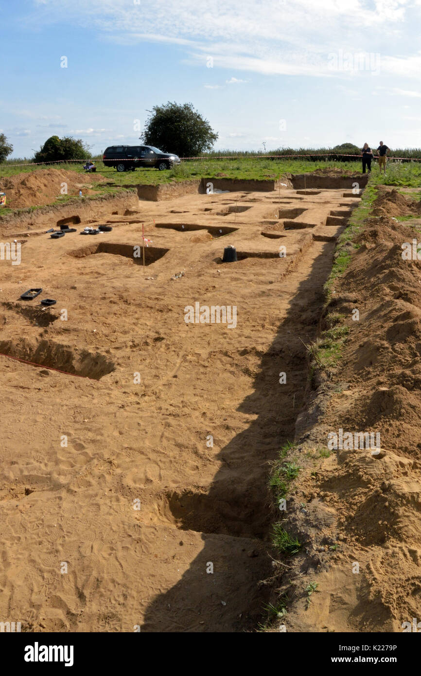 2017 Aylsham Roman Project - finished excavation of Iron Age settlement Stock Photo