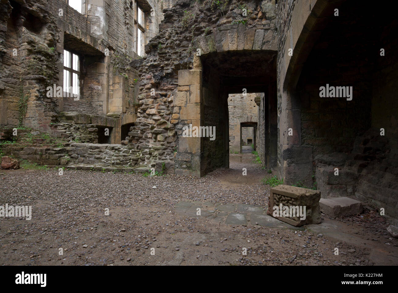 Ruins of basement and service rooms at Bolsover Castle in Derbyshire, England. Stock Photo