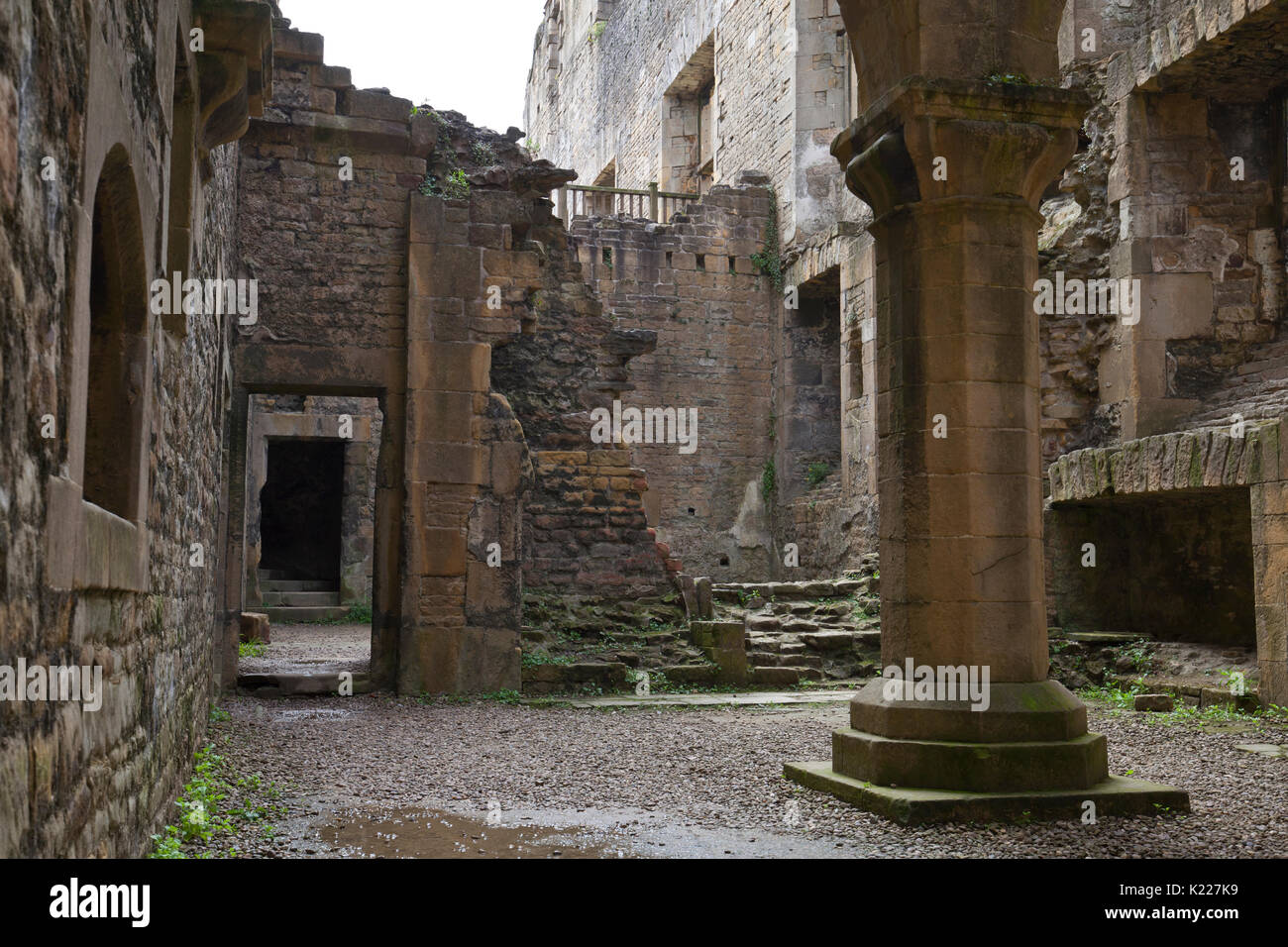Ruins of basement and service rooms at Bolsover Castle in Derbyshire