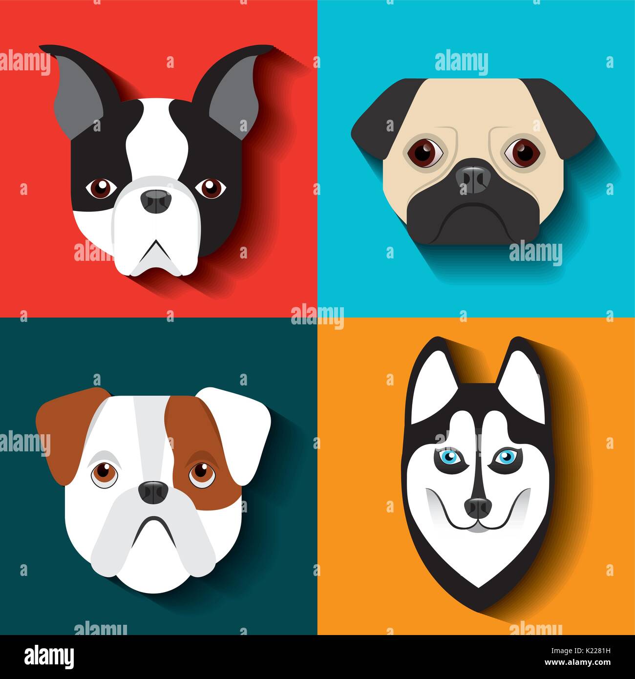 Cartoon dogs heads set Stock Vector Images - Alamy