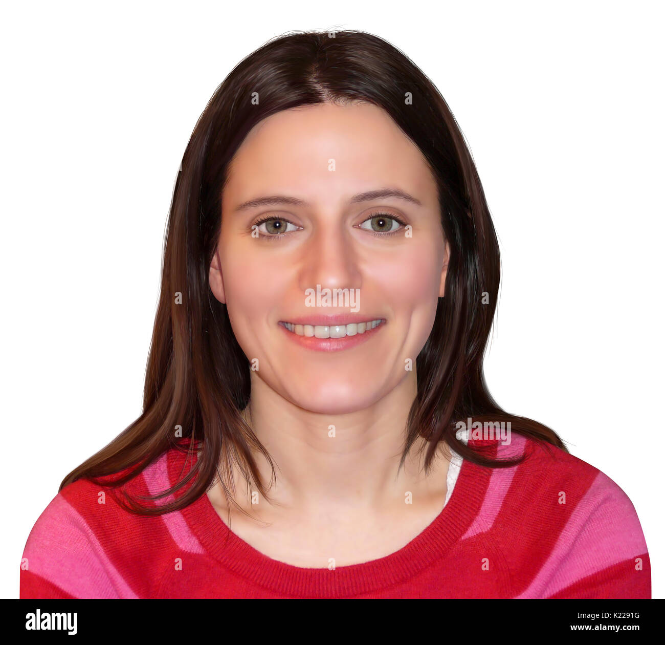This image shows the morphology of the face of a woman. Stock Photo