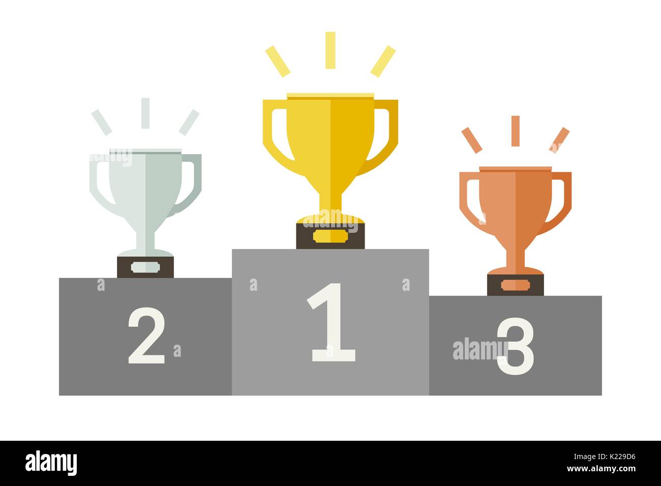 Championish cups flat icons Stock Vector
