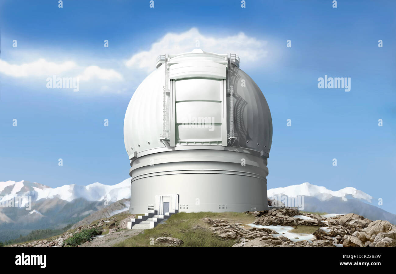 Building specially designed to house a large telescope. Stock Photo
