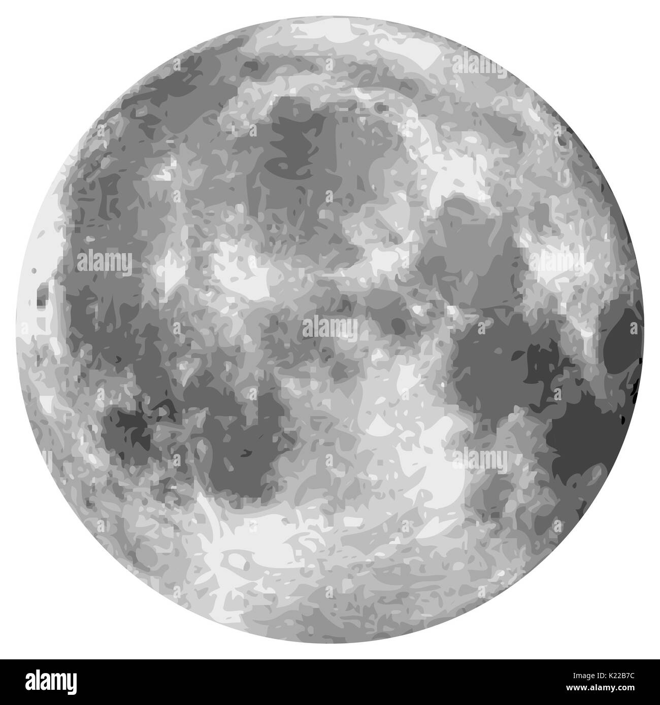 Earth's only natural satellite; devoid of atmosphere, it displays a highly uneven surface. Stock Photo