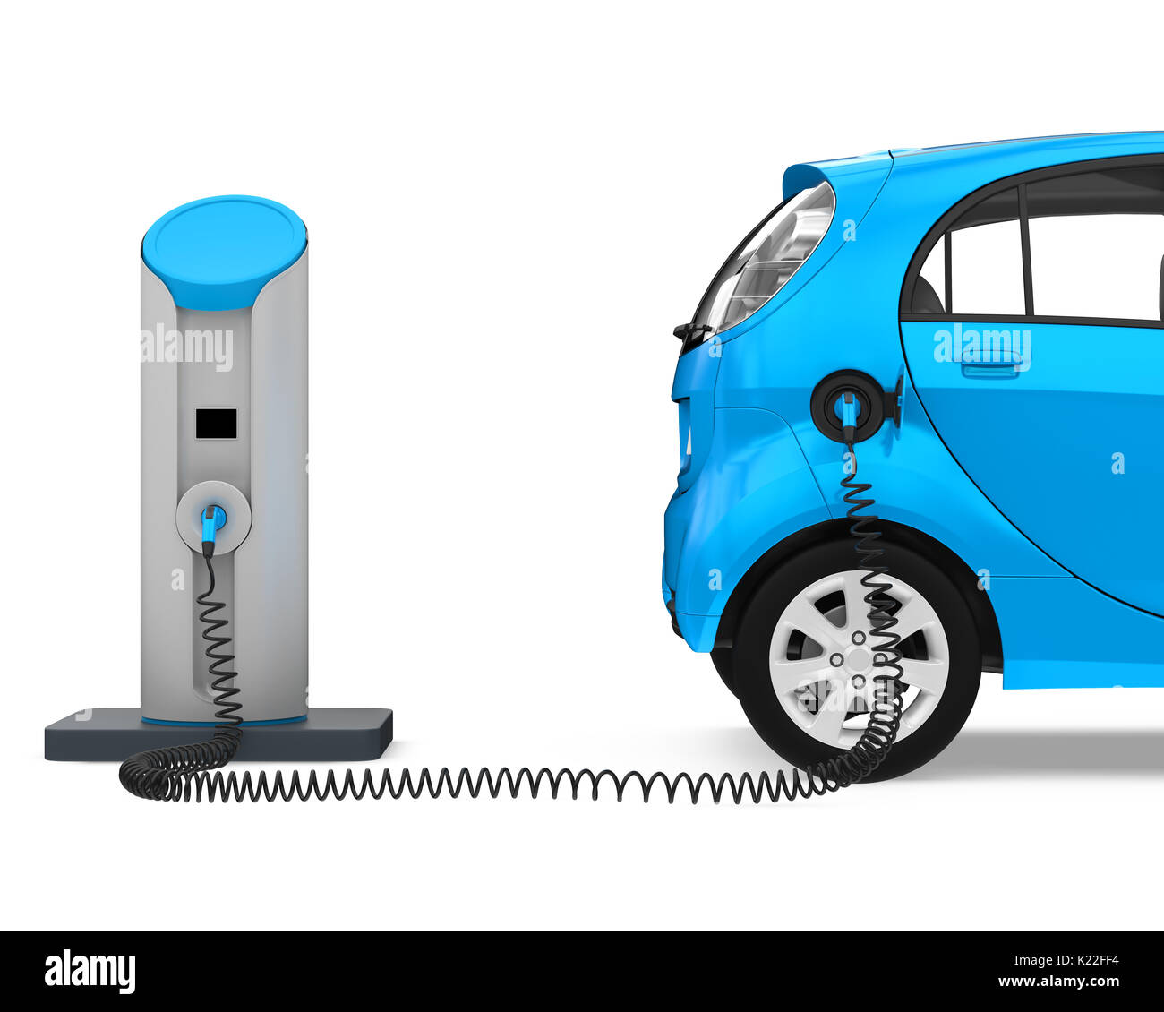 Electric Car in Charging Station Stock Photo
