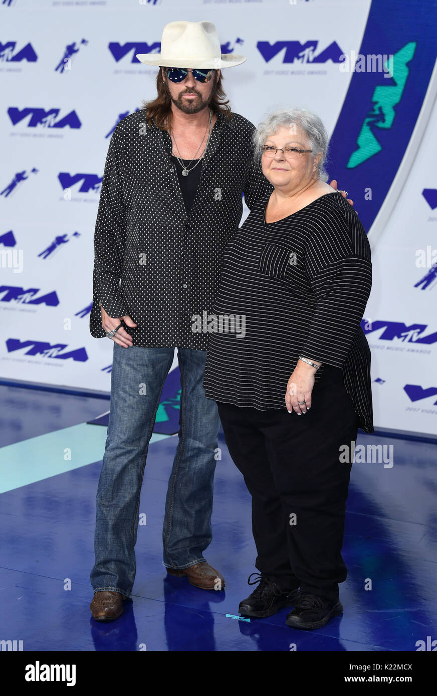 Billy Ray Cyrus and Susan Bro arriving at the MTV Video Music Awards 2017, held at the Forum, Los Angeles. Photo credit should read: Doug Peters/EMPICS Entertainment Stock Photo