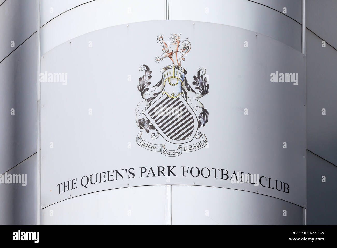 Hampden Park, is Scotland's national football stadium.  A plaque marks the fact that the stadium is also home to Queen's Park Football Club. Stock Photo