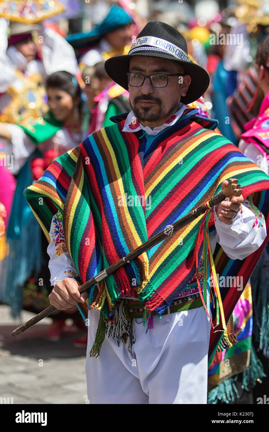 June 17 2017 Pujili Ecuador Man In Colorful Traditional Clothes At June 17 2017 Pujili Ecuador Man In Colorful Traditional Clothes At