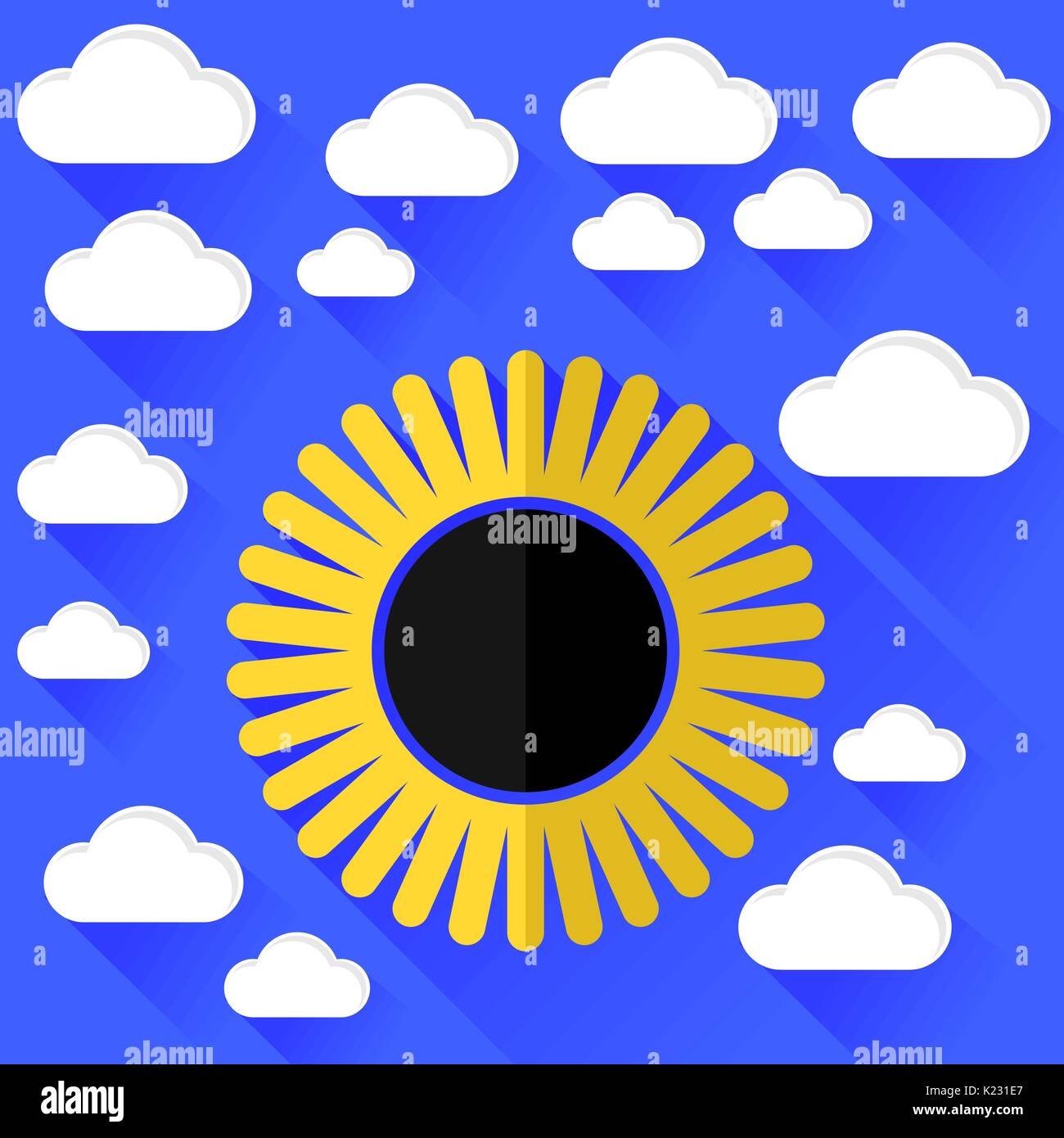 Solar Eclipse and Clouds Stock Vector