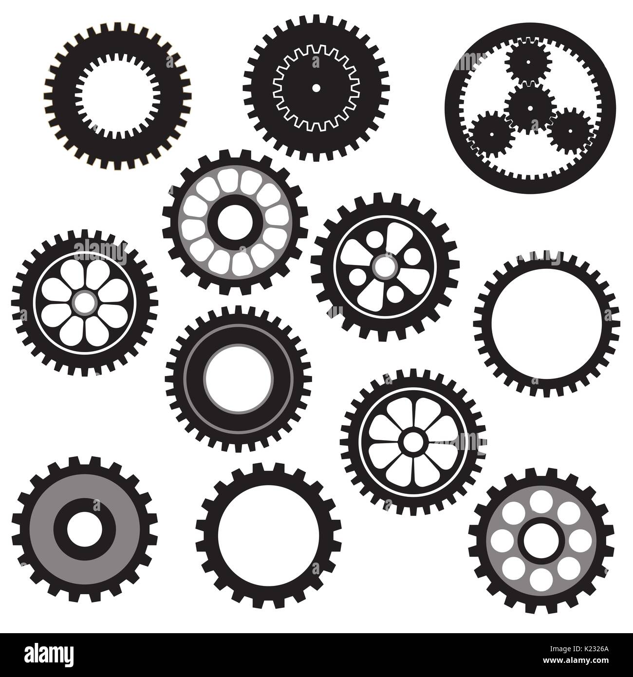 machine gear collection cogwheel set  Stock Vector