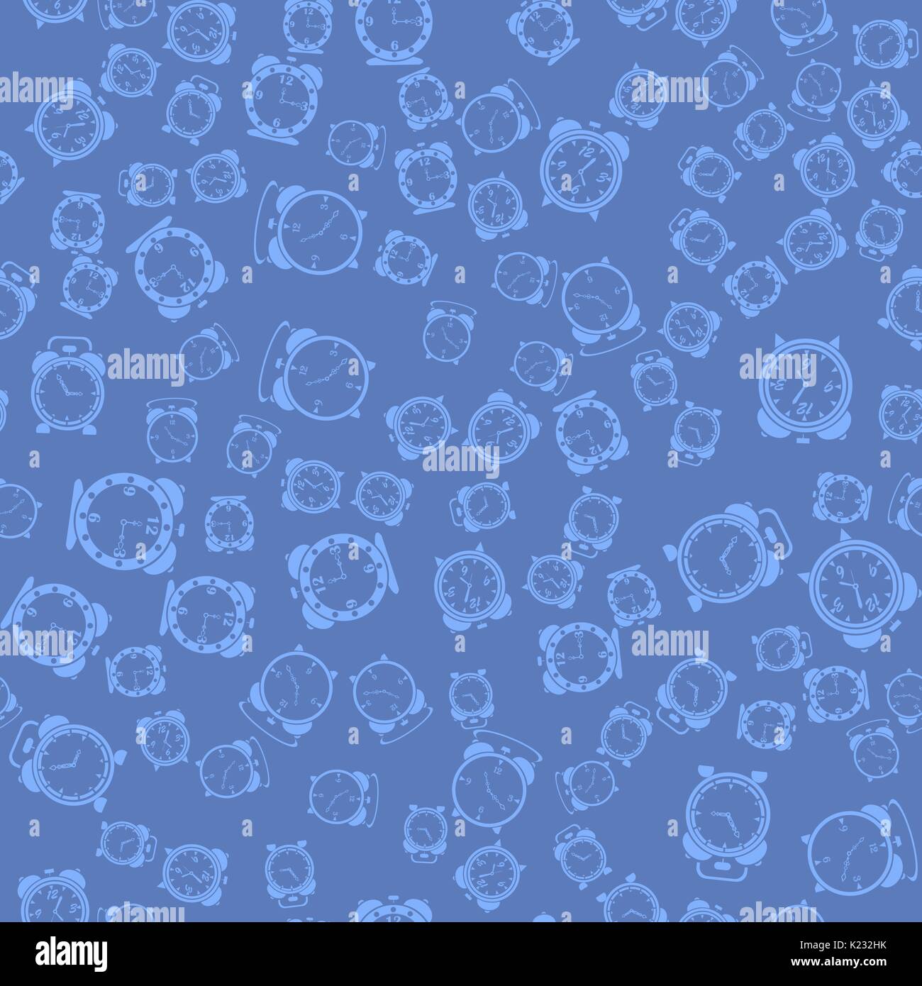Silhouettes of Clock Icon Seamless Pattern Stock Vector