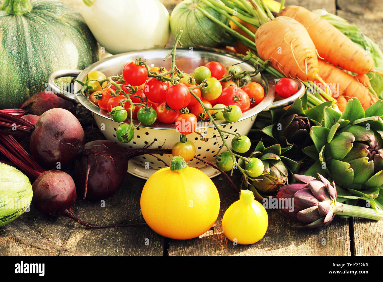 Fresh raw vegetable ingredients for healthy cooking or salad making on