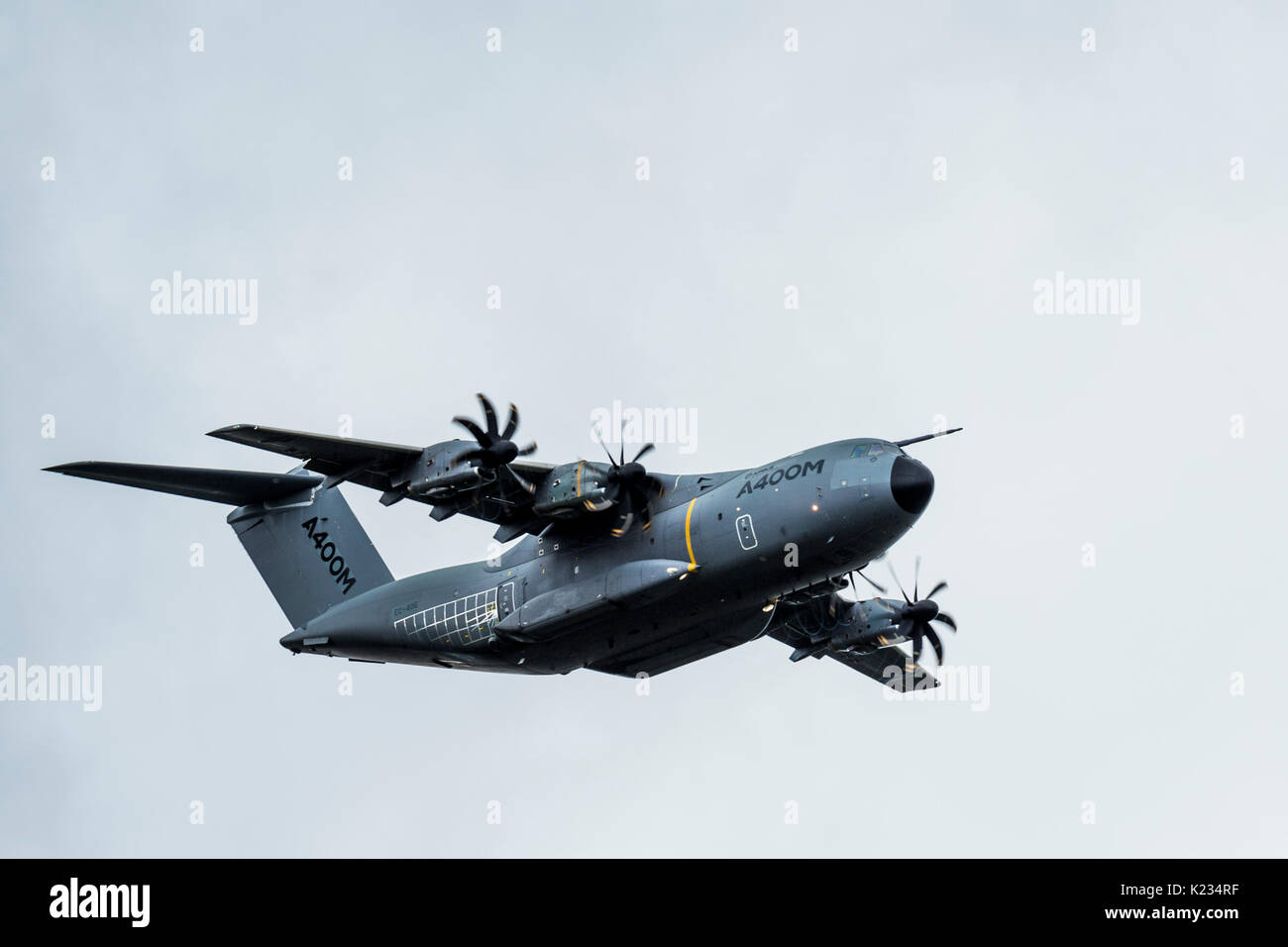 The Airbus A400M military transport aircraft performing at the 2016 farnborough airshow Stock Photo