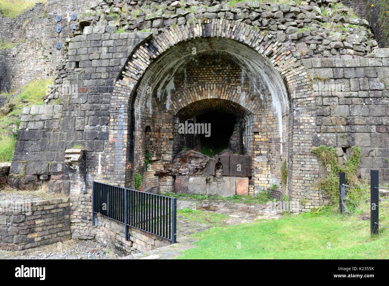 Remains of the Furnace at Blaenavon Blaenafon  Ironworks Industrial Museum Gwent Wales Cymru UK GB Stock Photo