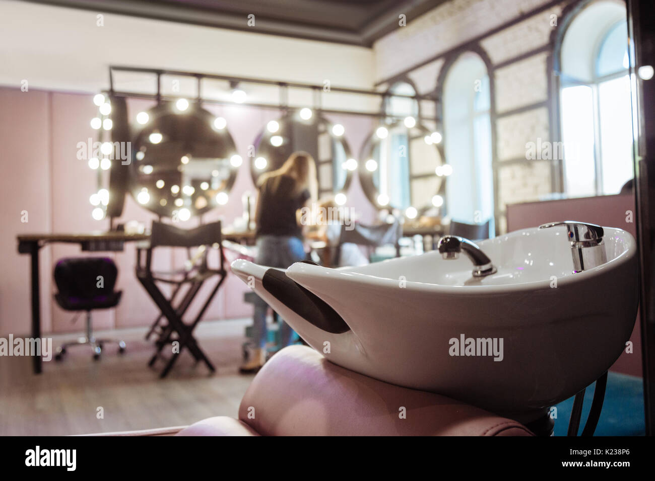 Shiny shampoo unit standing in a beauty salon Stock Photo Alamy