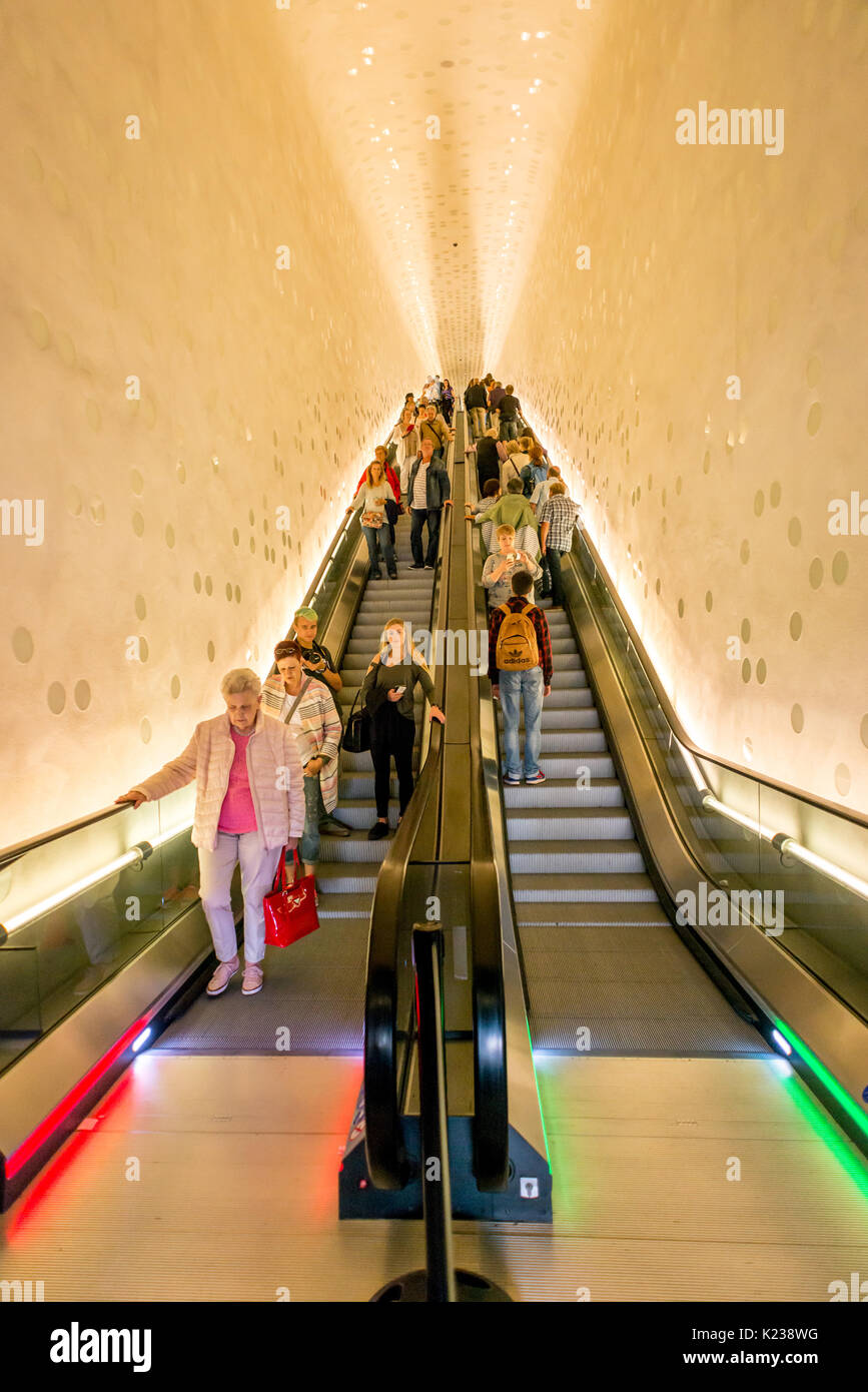 Escalators inside the Elbphilharmonie in Hamburg, Germany Stock Photo
