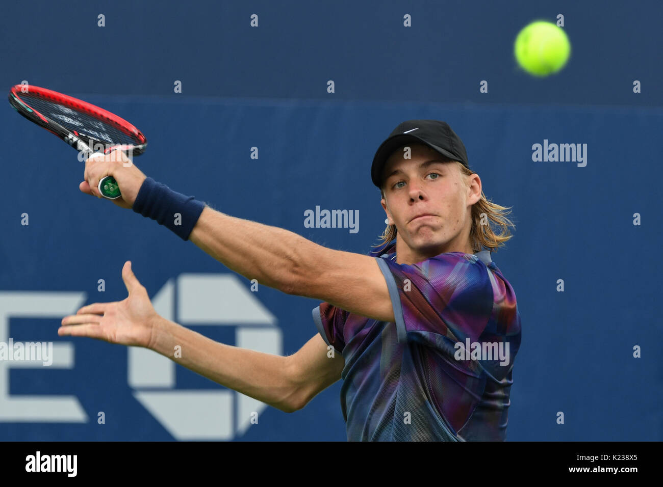 Canadian tennis player Denis Shapovalov in action during the Men's  Qualifying Singles Round 3 within 2017 US Open Tennis Championships, in New  York, U Stock Photo - Alamy