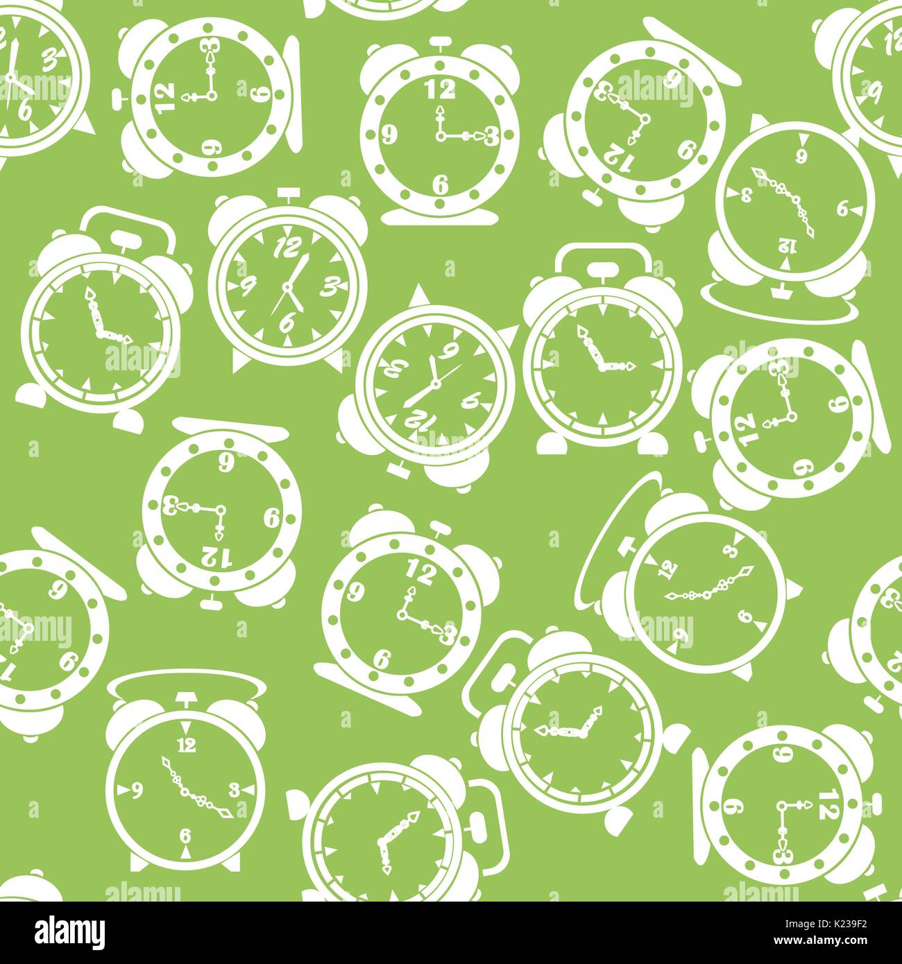 Silhouettes of Clock Icon Seamless Pattern Stock Vector