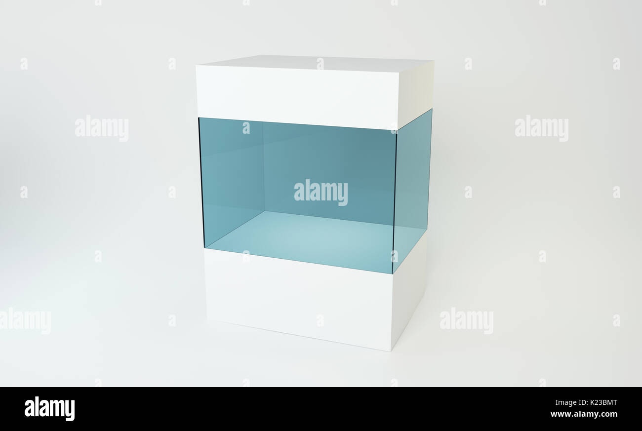 3d empty glass showcase. 3D rendering Stock Photo