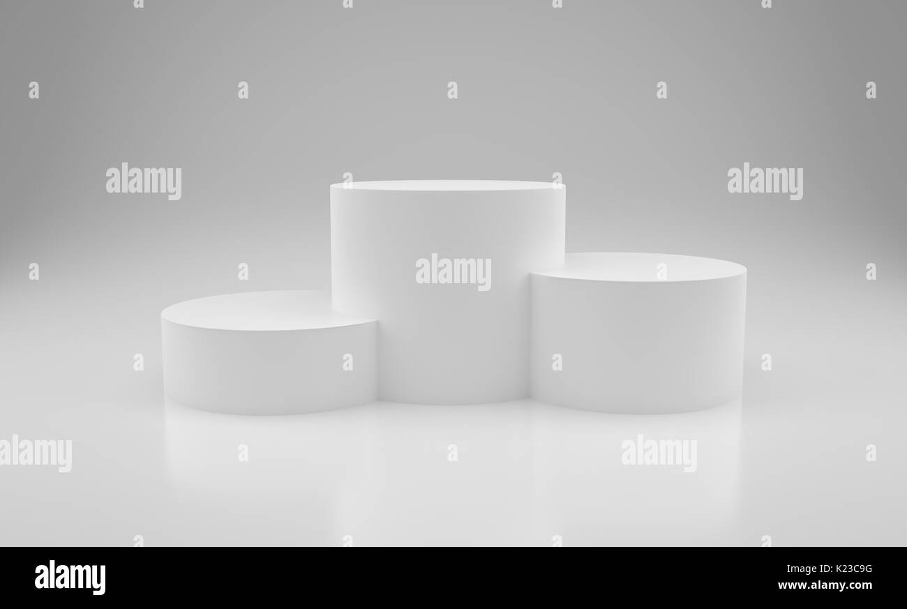 3D white pedestal for winners. 3D rendering Stock Photo