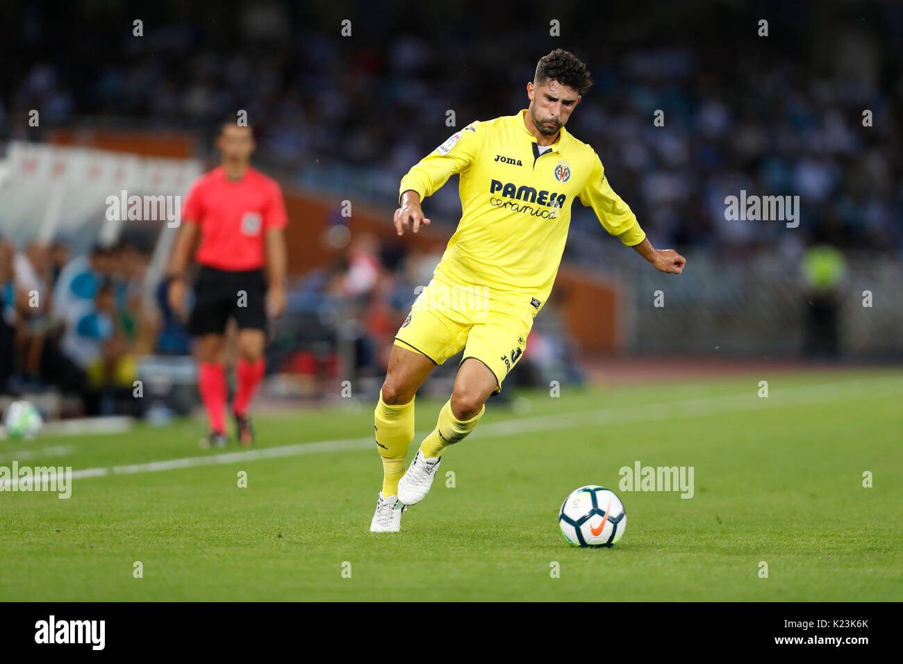 San Sebastian, Spain. 25th Aug, 2017. Alvaro Gonzalez (Villarreal) Football/Soccer : Spanish 'La Liga Santander' match between Real Sociedad 3-0 Villarreal CF at the Anoeta stadium in San Sebastian, Spain . Credit: Mutsu Kawamori/AFLO/Alamy Live News Stock Photo