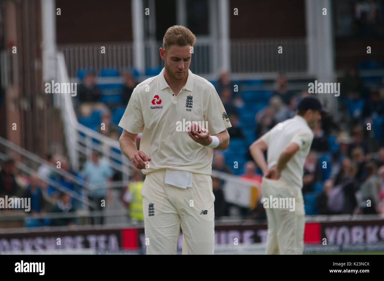 Leeds, UK. 29th Aug, 2017. Stuart Broad bowling for England against West Indies on the last day of the second Investec Test Match at Headingley Cricket Ground. Credit: Colin Edwards/Alamy Live News Stock Photo