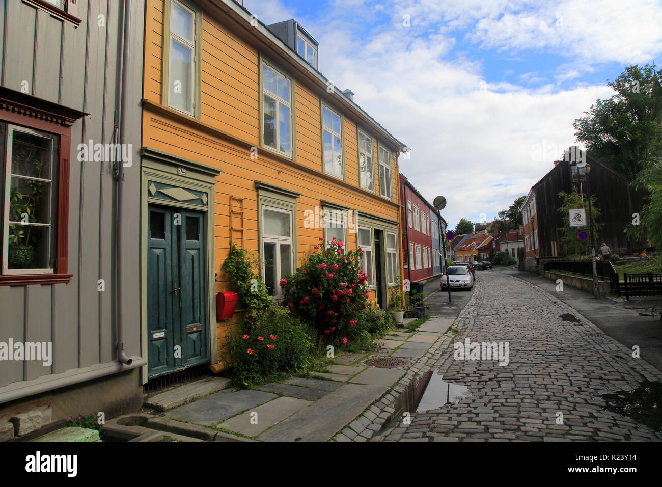 Historic Nygata street old housing in city centre Nedre Bakklandet area