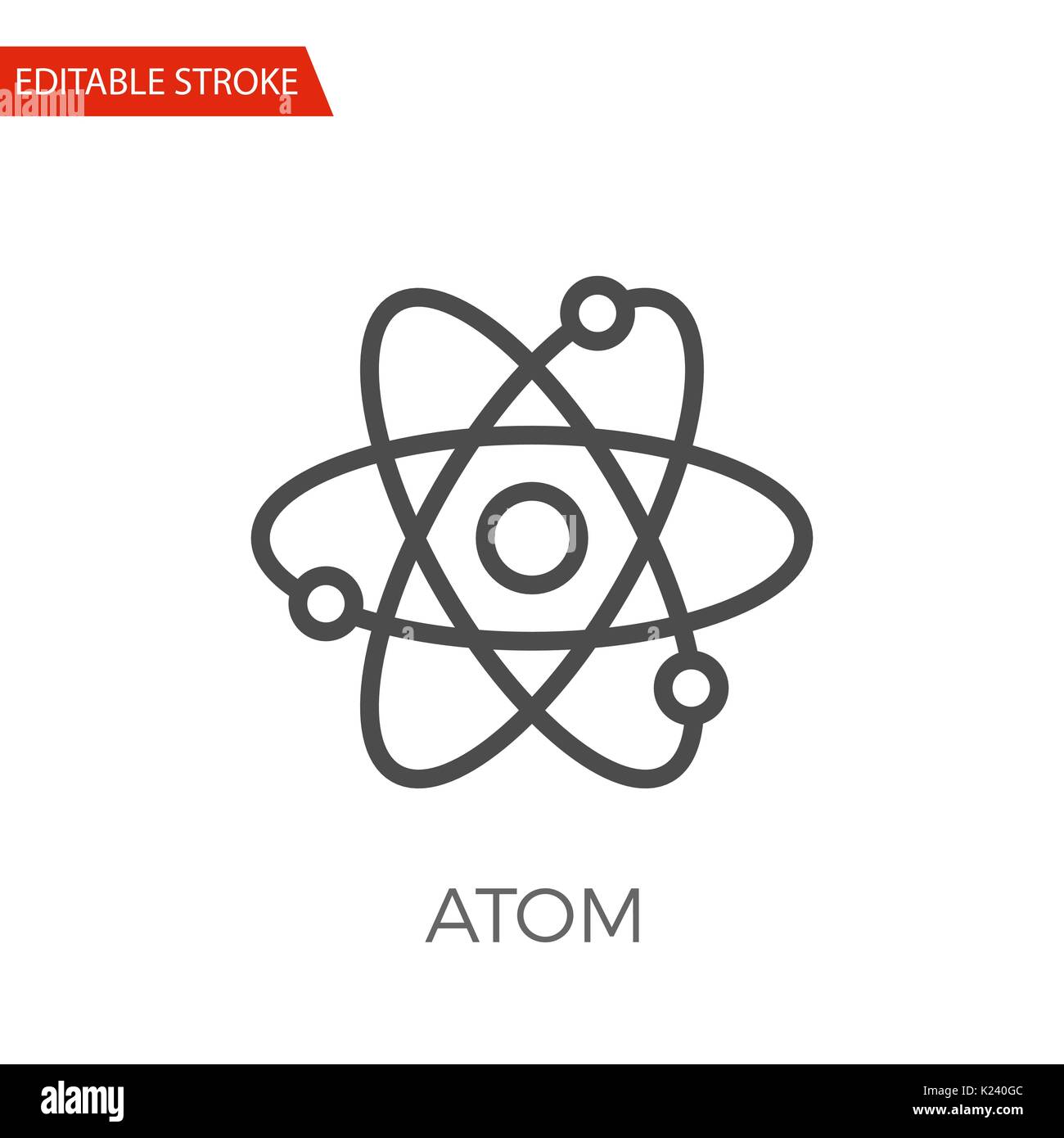Atom Thin Line Vector Icon. Flat Icon Isolated on the White Background. Editable Stroke EPS file. Vector illustration. Stock Vector