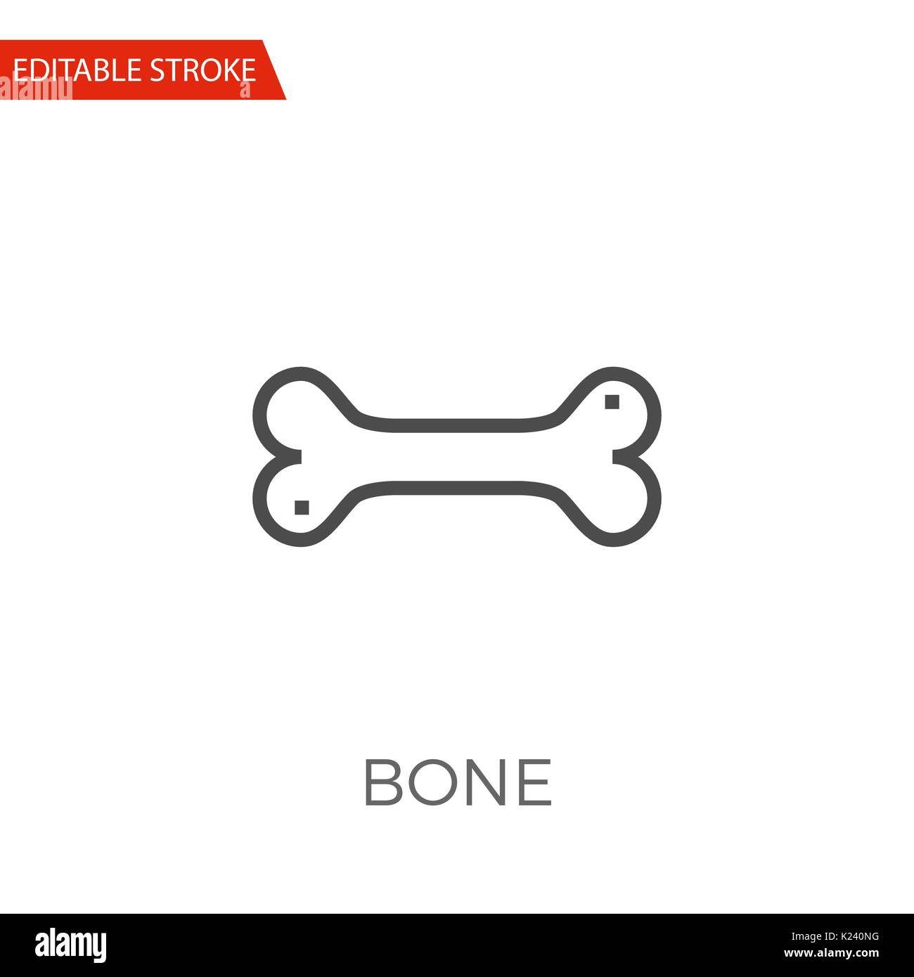 Bone Thin Line Vector Icon. Flat Icon Isolated on the White Background. Editable Stroke EPS file. Vector illustration. Stock Vector